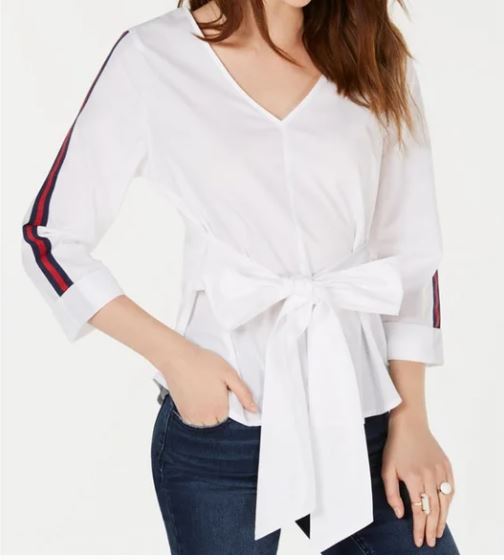 Almost Famous Juniors V-Neck Tie-Front Top
