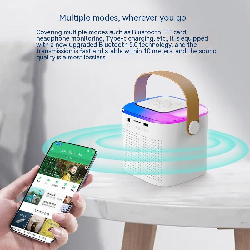 Bluetooth Karaoke Speaker with 2 Wireless Mics & RGB Lights