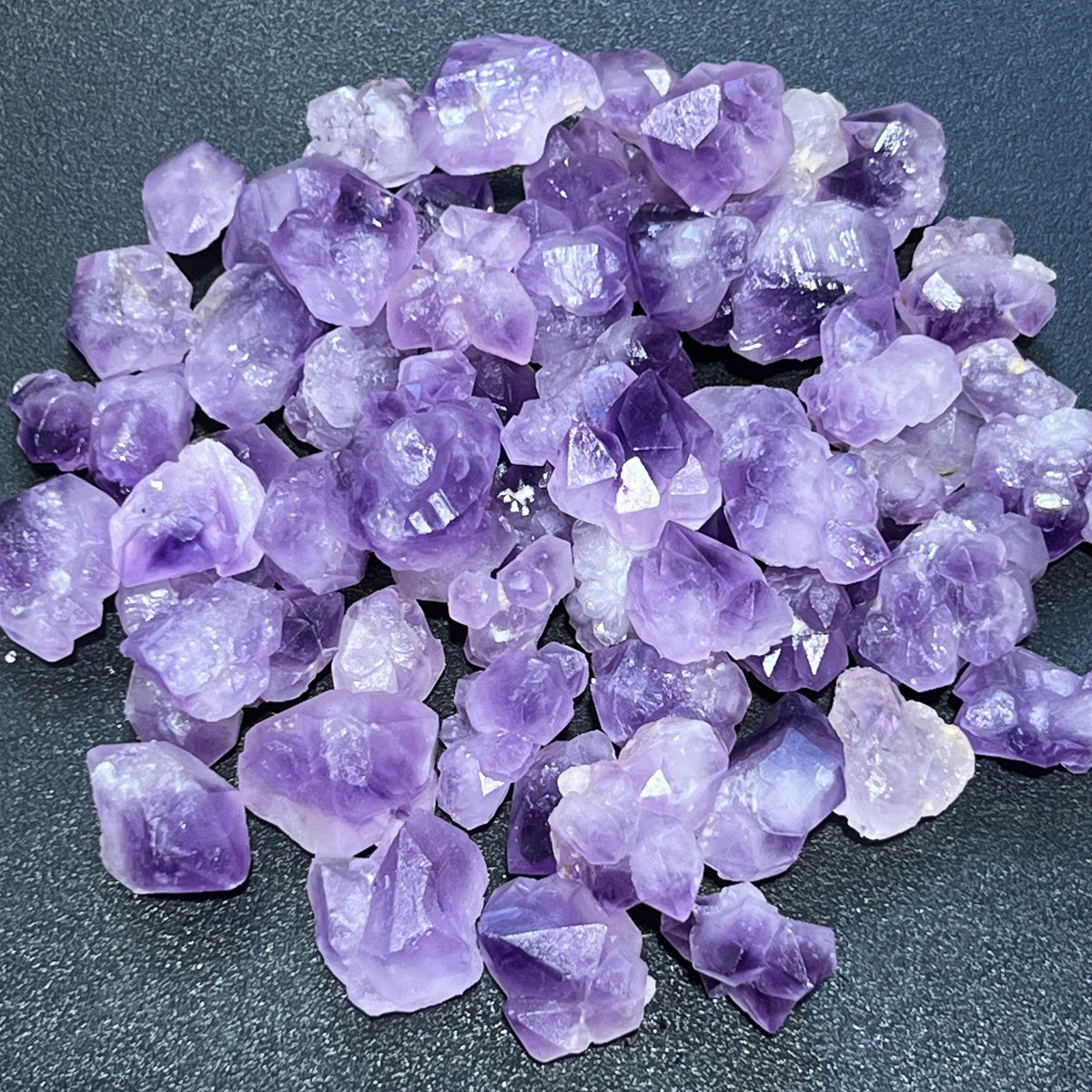 Raw Amethyst Crystal Mini Clusters — Set of 3
