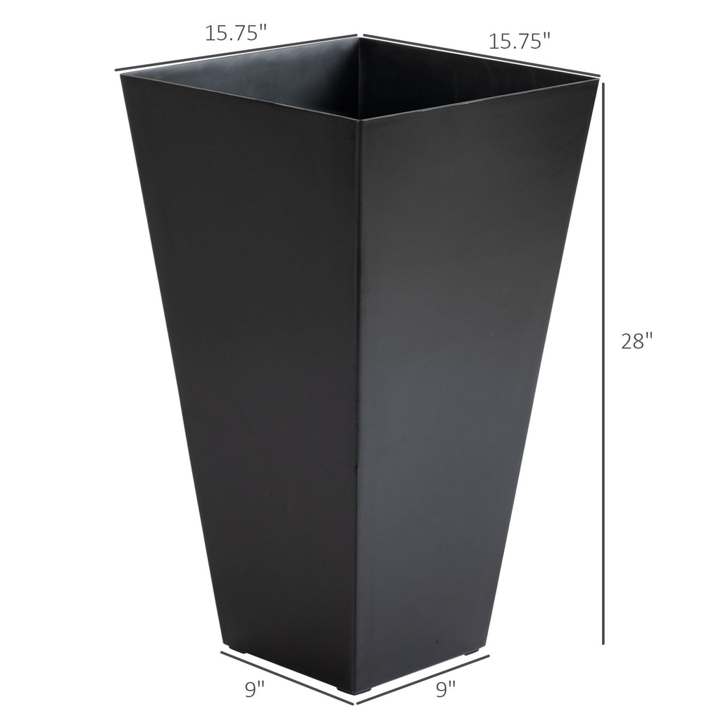 Outsunny Large Faux-Wood Tapered Planters – Set of 3