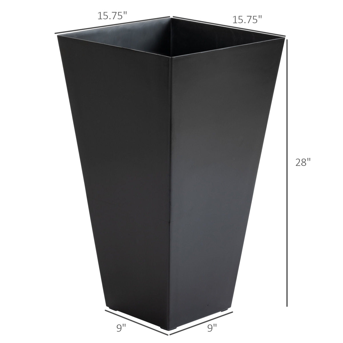 Outsunny Large Faux-Wood Tapered Planters – Set of 3