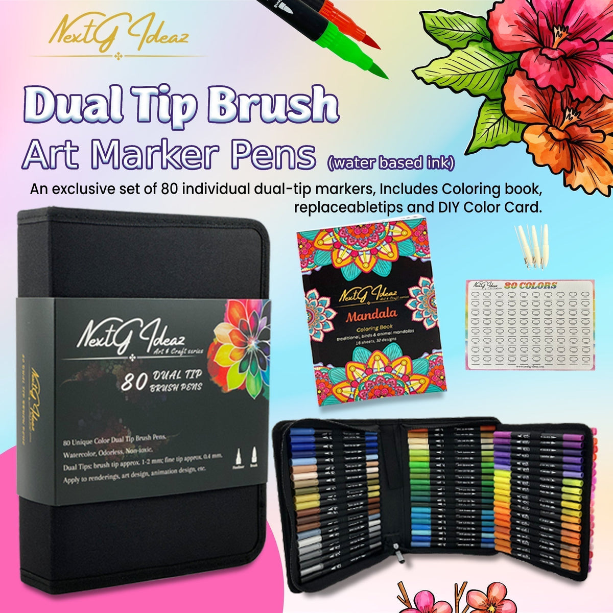 Dual-Tip Brush Art Markers, Set of 80