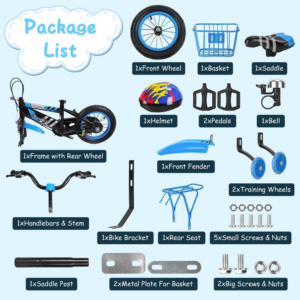 Kids' 12-Inch Bike with Training Wheels & Helmet