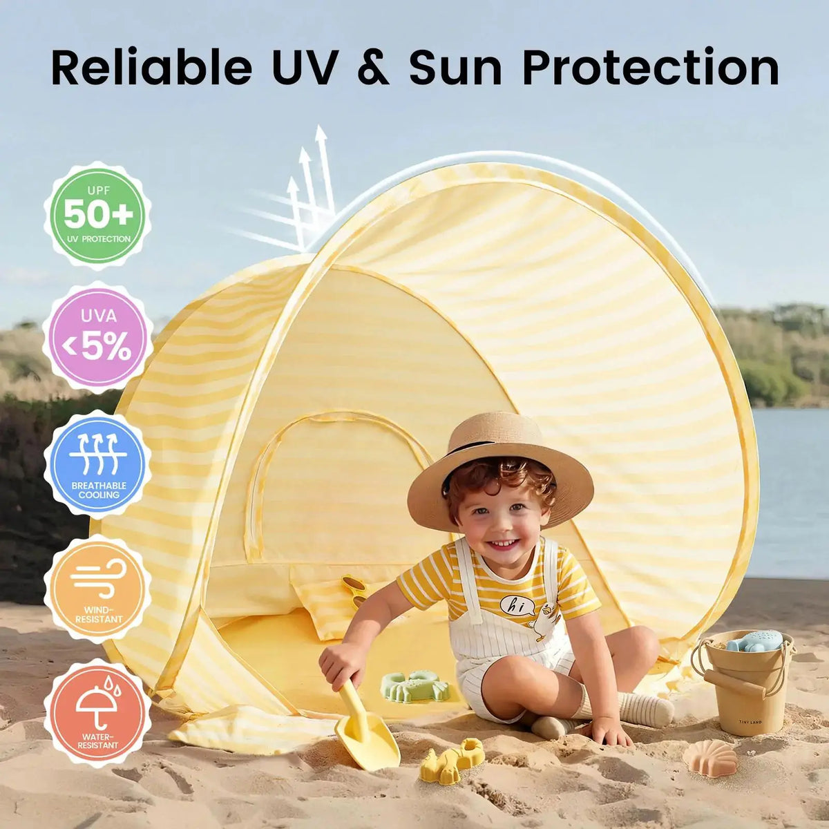Tiny Land Beach Tent & Sand Toy Set for Kids