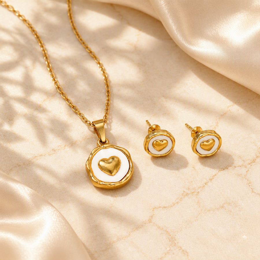 18K Gold-Plated Stainless Steel Heart Jewelry Set