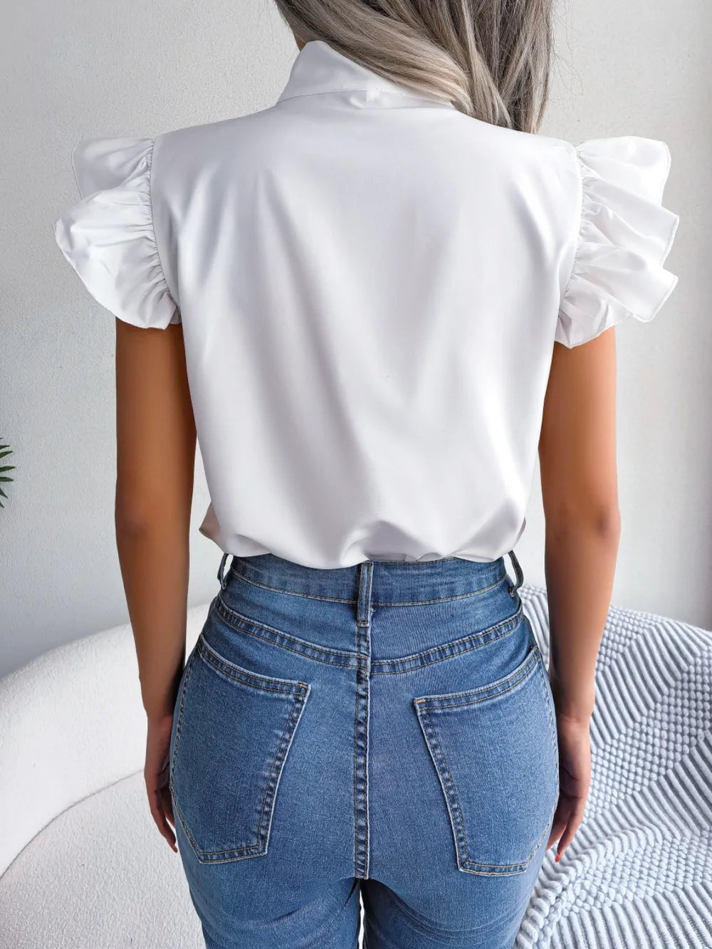 Women's Tie-Neck Cap-Sleeve Blouse