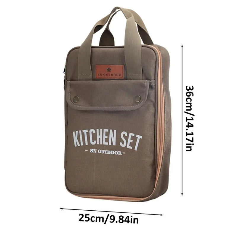 8-Piece Stainless Steel Camping Kitchen Utensil Set with Organizer