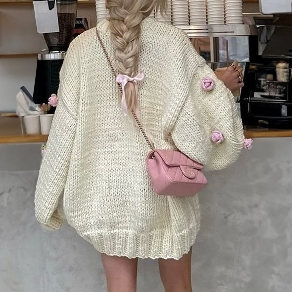 Floral Embroidered Mock-Neck Sweater