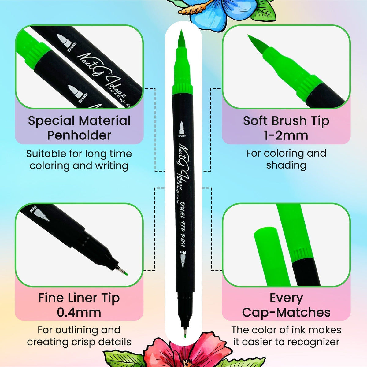 Dual-Tip Brush Art Markers, Set of 80