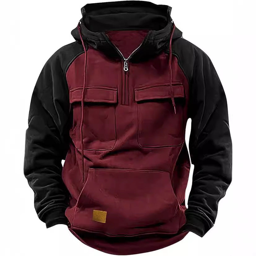 Men's Fleece Cargo Half-Zip Hoodie