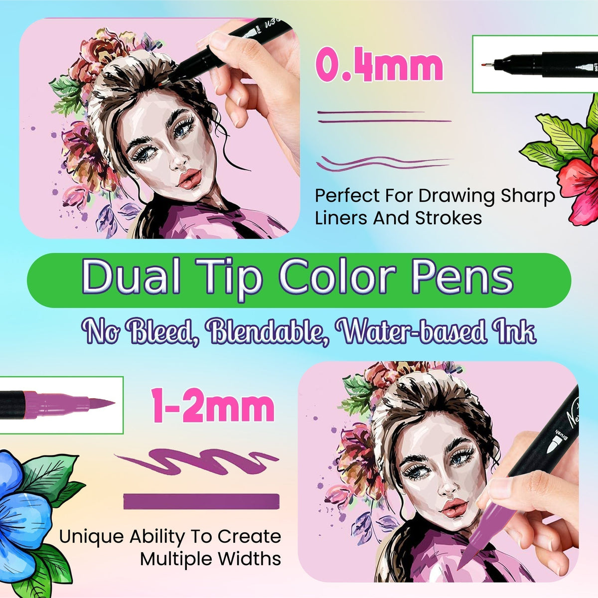 Dual-Tip Brush Art Markers, Set of 80