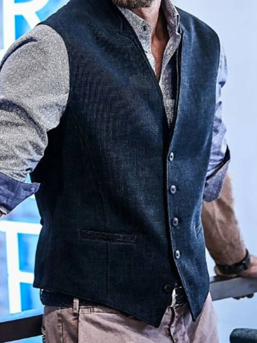 Men's Plus Size Button-Down Vest