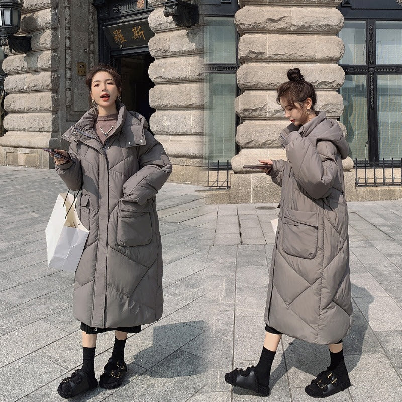 Women's Plus Size Loose Over-Knee Long Cotton Padded Jacket