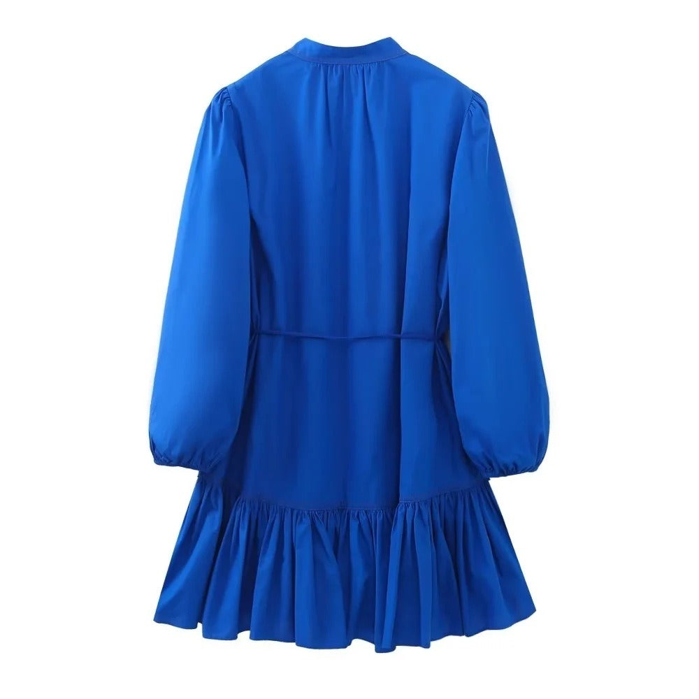 Button-Front Layered-Look Short Dress
