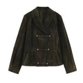 Olive Green Rope-Tie Collar Jacket