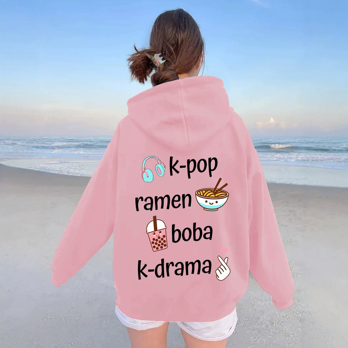 Printed and flannel hoodie for women