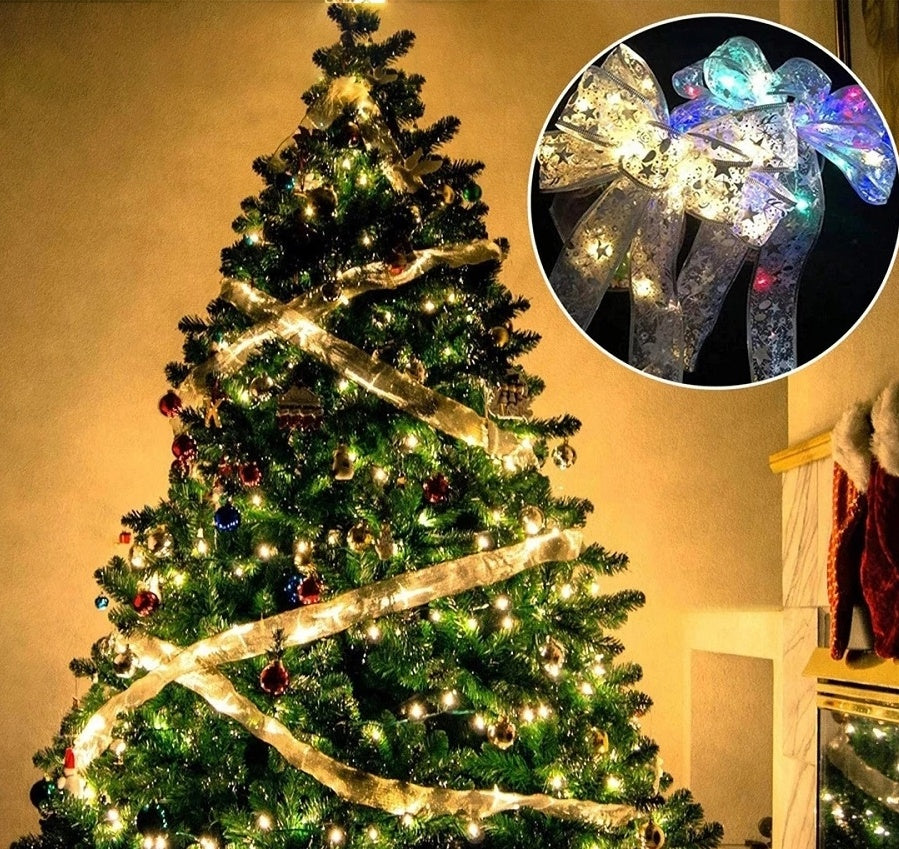 LED Light-Up Christmas Ribbon String Lights