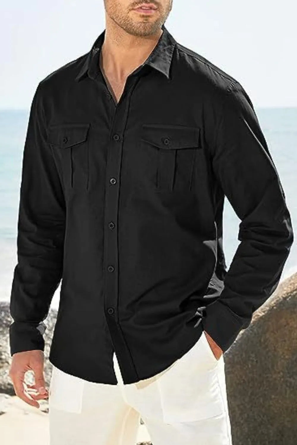 Men's Plus Size Cotton Button-Down Shirt