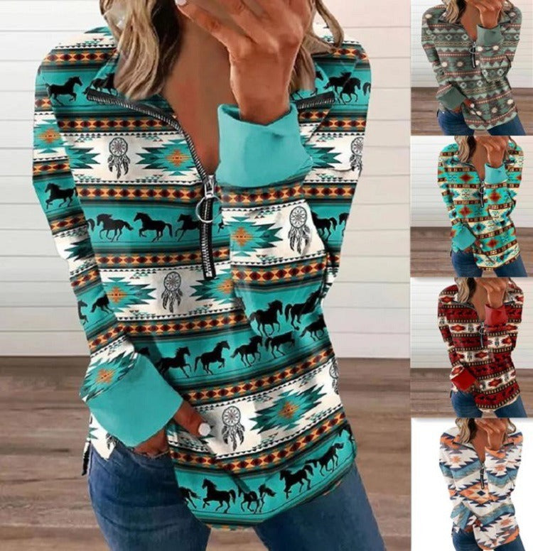Women's Western-Style Zip Sweater