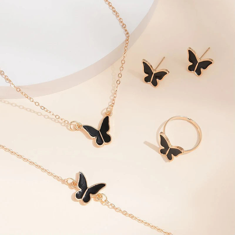 Five-Piece Butterfly Jewelry Set