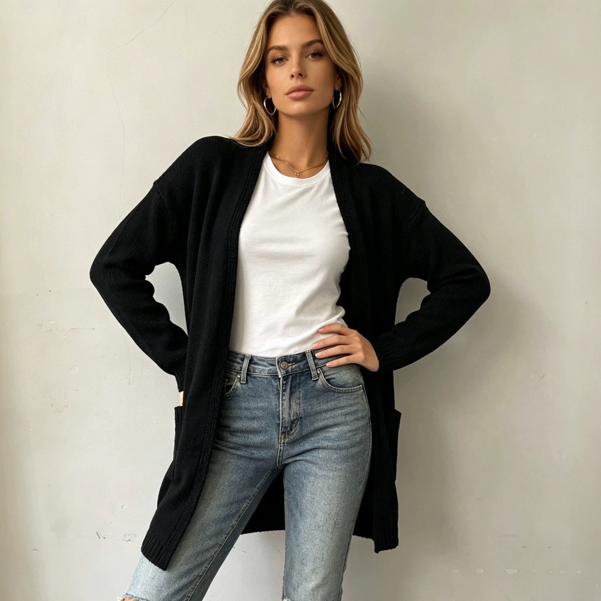 Women's Long-Sleeve V-Neck Cardigan