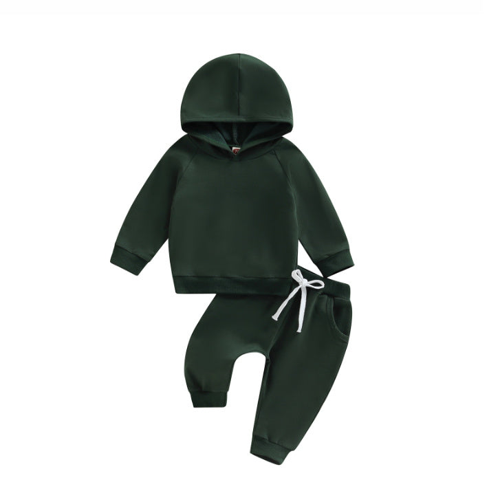 Boys’ Solid-Color Hooded Sweater & Pants Set
