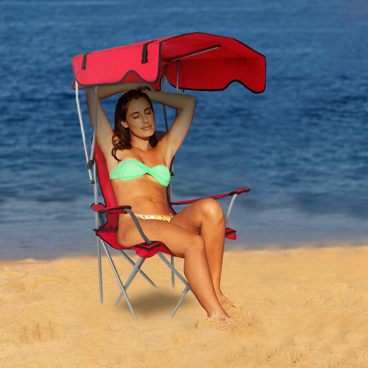 Folding Camping & Beach Chair with Canopy — 330 lb Capacity