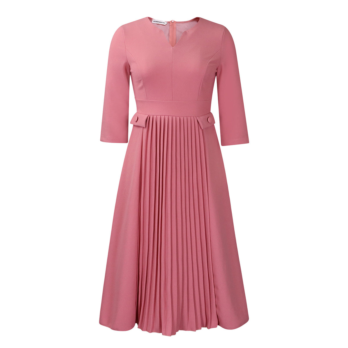 Women's Plus Size Pleated V-Neck Midi Dress