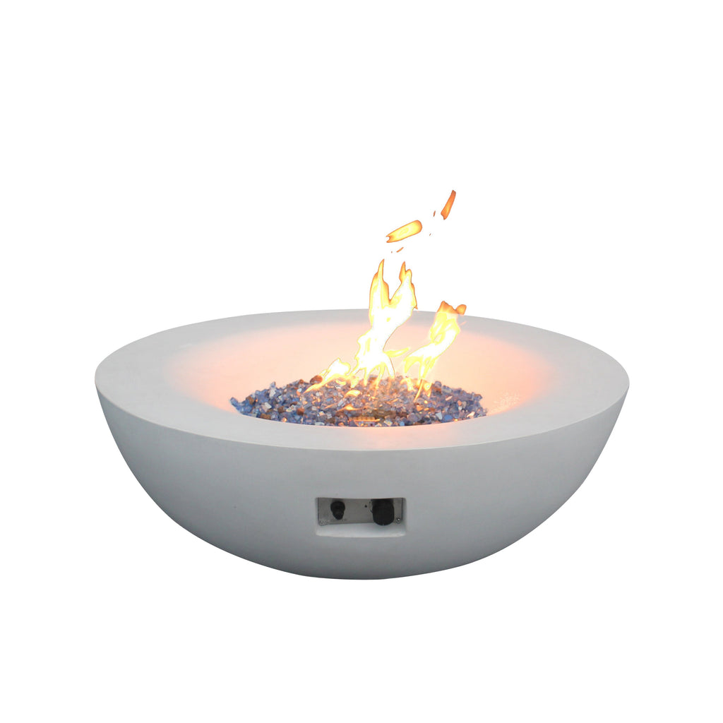 42-Inch Outdoor Concrete Propane Fire Pit Bowl – Antique White