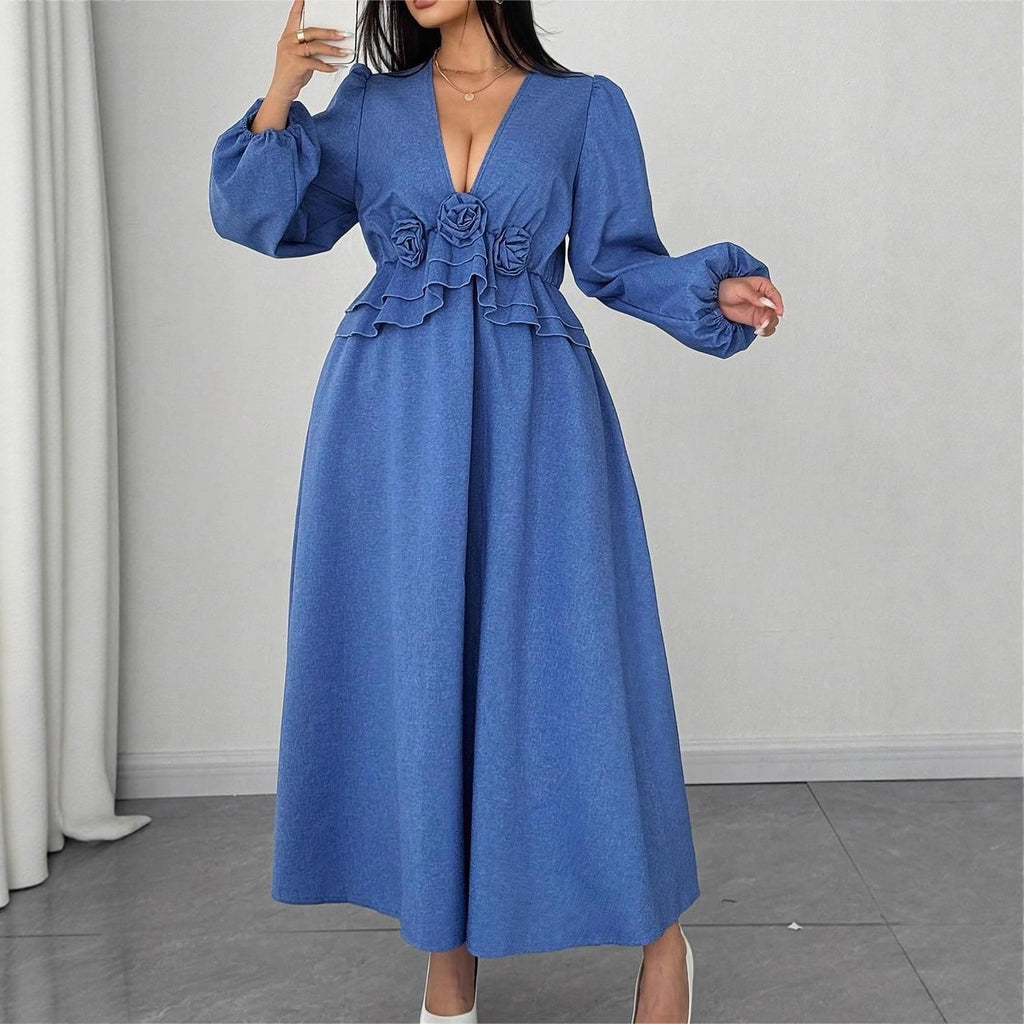 Women's Plus Size Floral V-Neck Maxi Dress