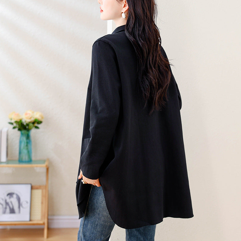 Women's Plus Size Mid-Length Shirt Jacket