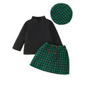 Baby Girls' Christmas Knit Top, Plaid Skirt & Hat Set