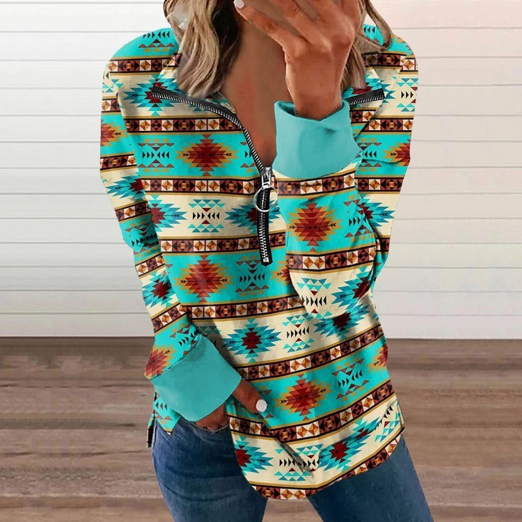 Women's Western-Style Zip Sweater
