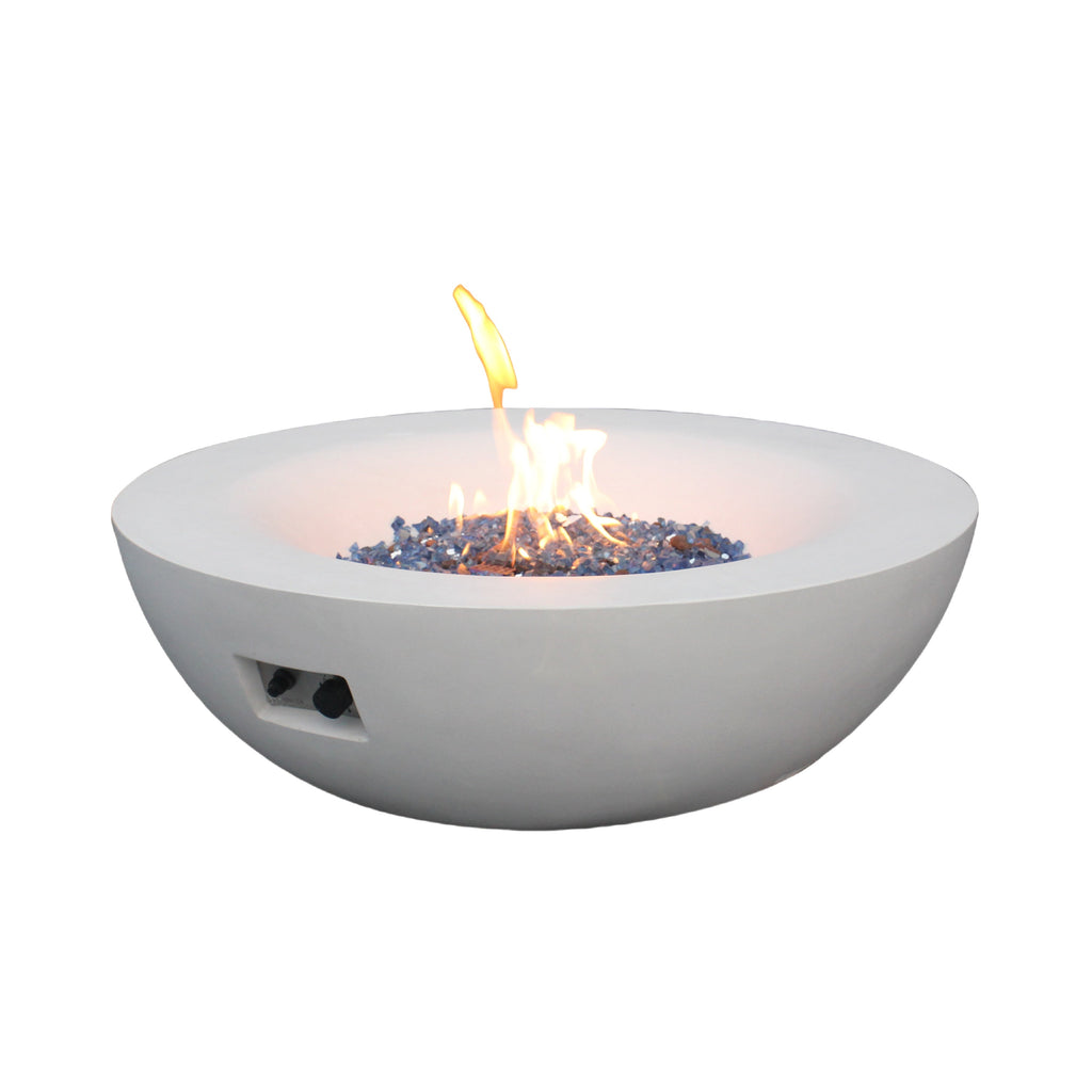 42-Inch Outdoor Concrete Propane Fire Pit Bowl – Antique White