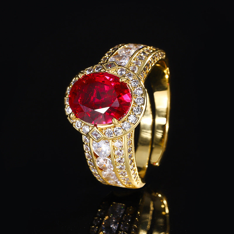 18K Gold-Plated Colorful Stone Statement Ring