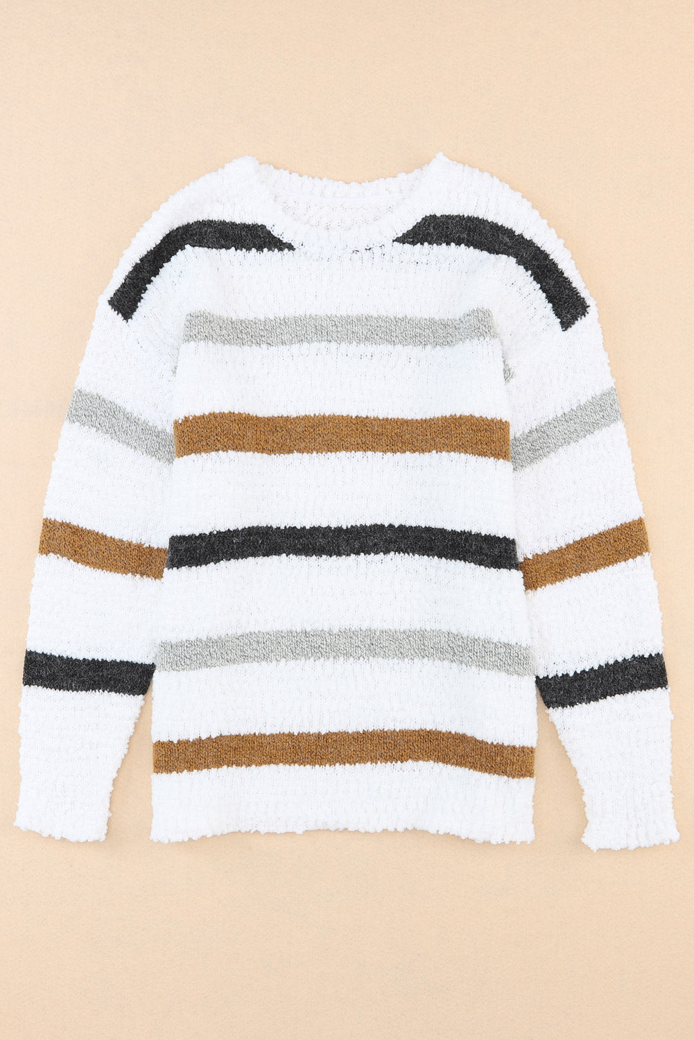 Women's Striped Popcorn-Knit Sweater