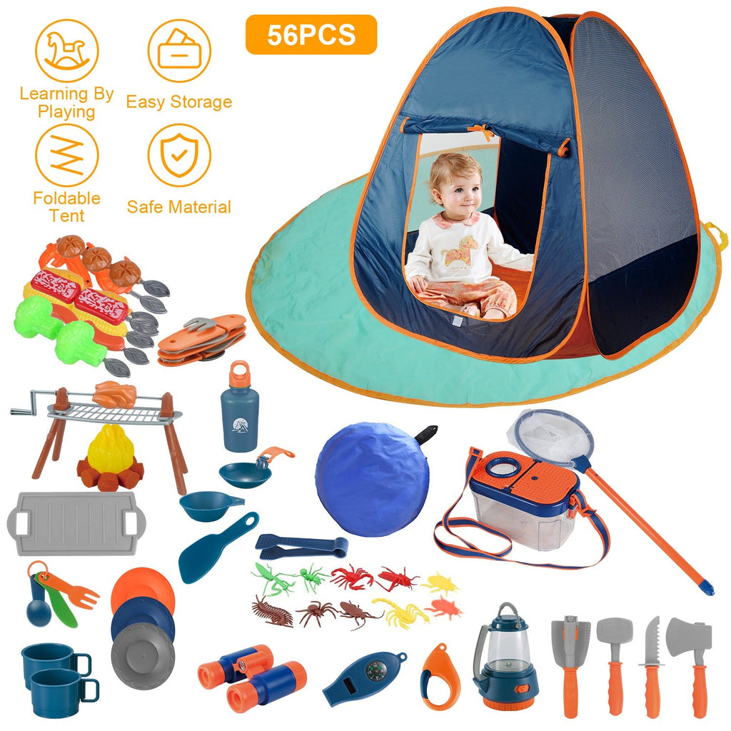 Kids’ Pretend Camping Play Set — 56 Pieces