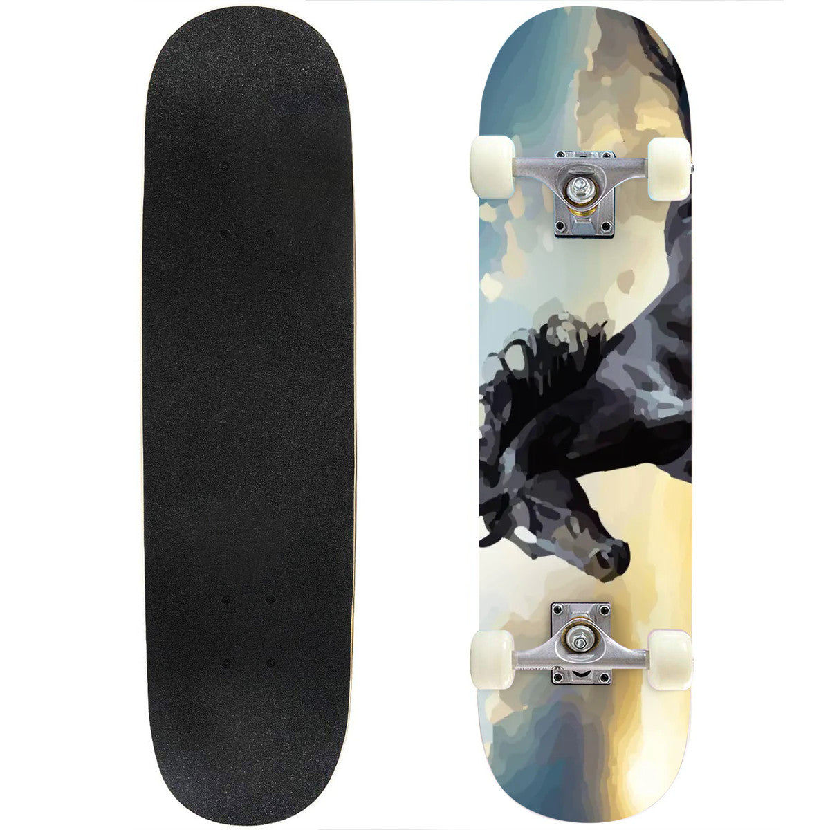 Wild Black Horse Complete Skateboard – Made in USA