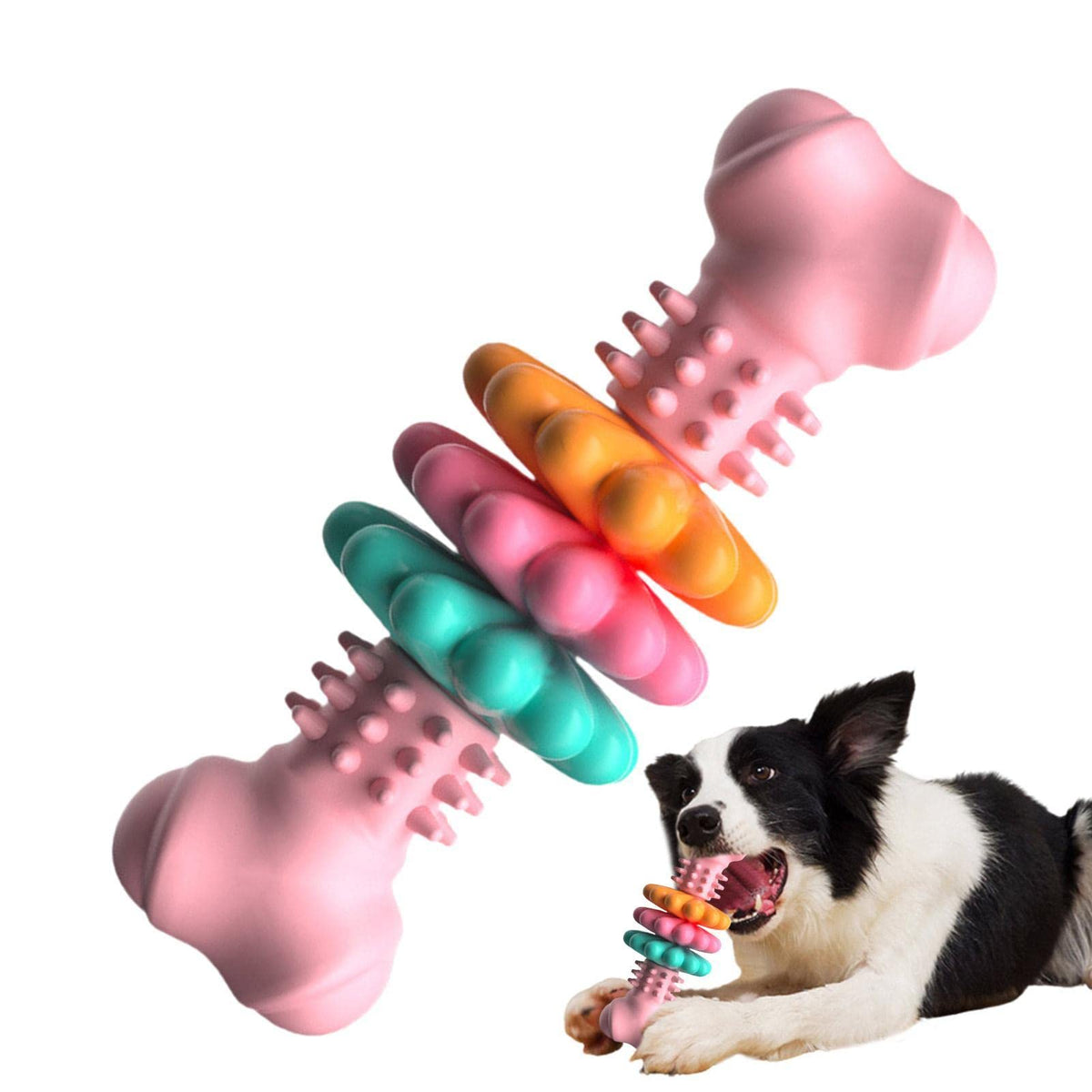 Dog Chew Toy Dog Bone Type Dogs Teeth Cleaning Toys Indestructible TPR Bone Chewing Bite Resistant Teething