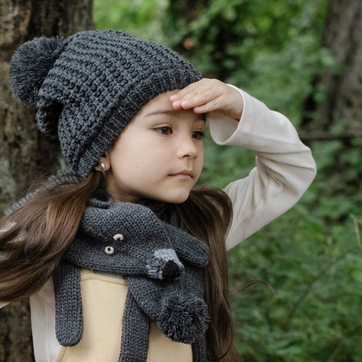 Girls’ Fleece-Lined Textured Knit Slouchy Beanie, Ages 5–12