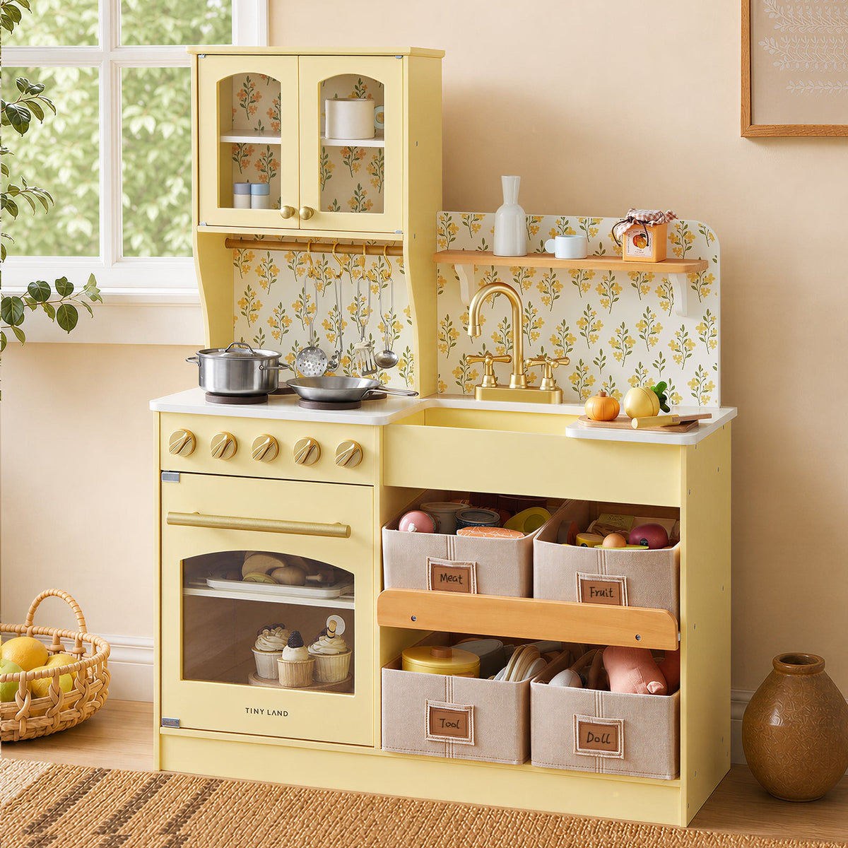 Tiny Land Wooden Play Kitchen with Storage