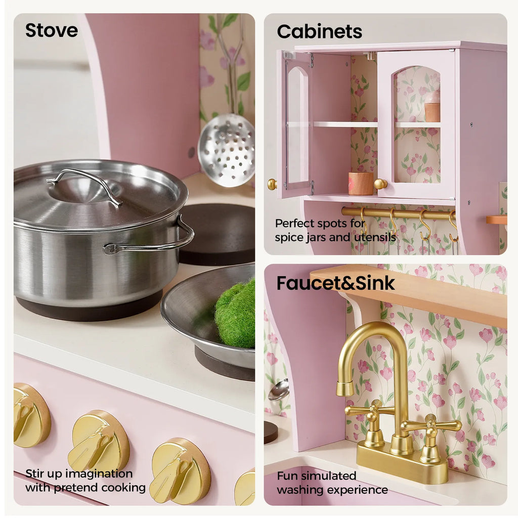 Tiny Land Wooden Play Kitchen with Storage