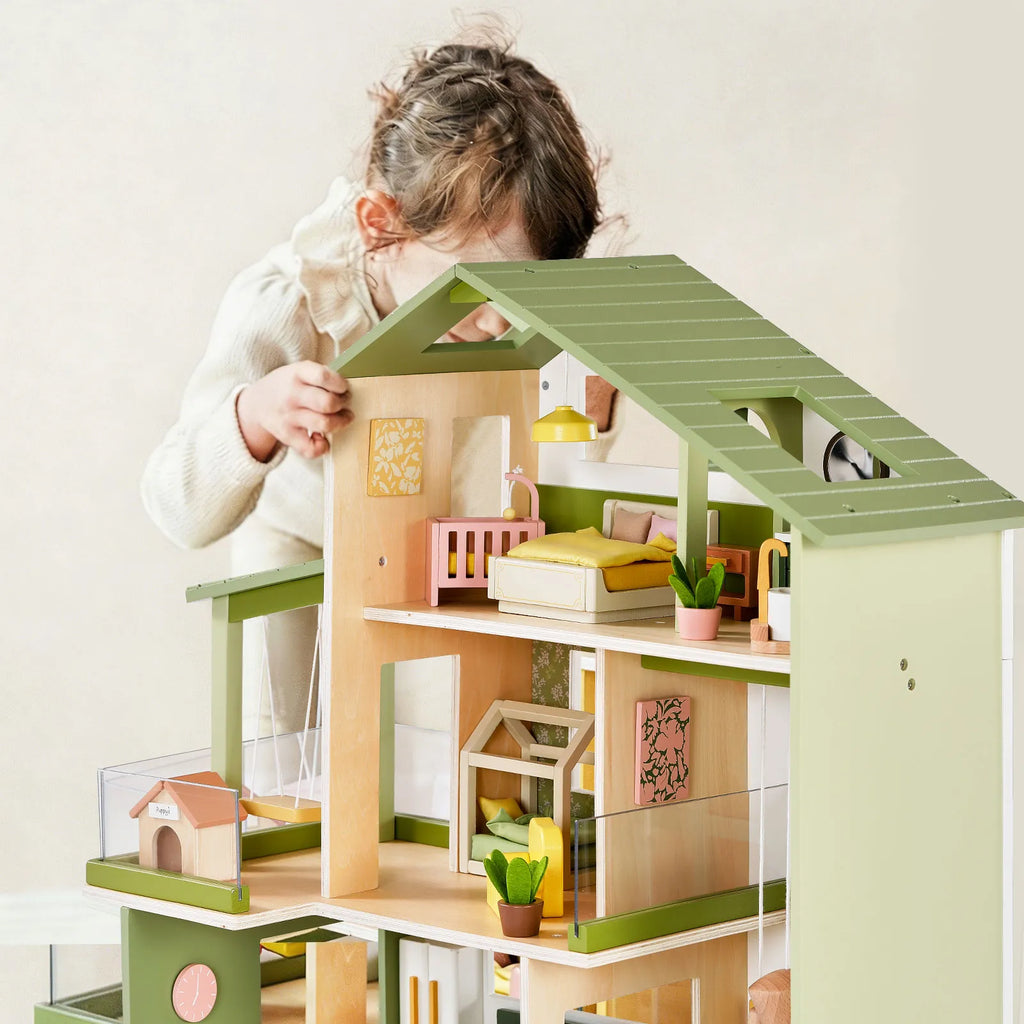 Tiny Land Sweetwood Edge Dollhouse — Green & Pink