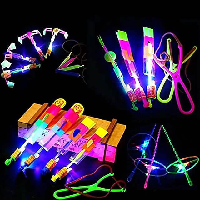 LED Arrow Rocket Helicopter Flying Toys, 10 Pieces