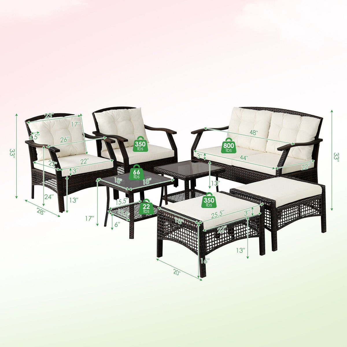 7-Piece Outdoor Patio Furniture Set with Cover