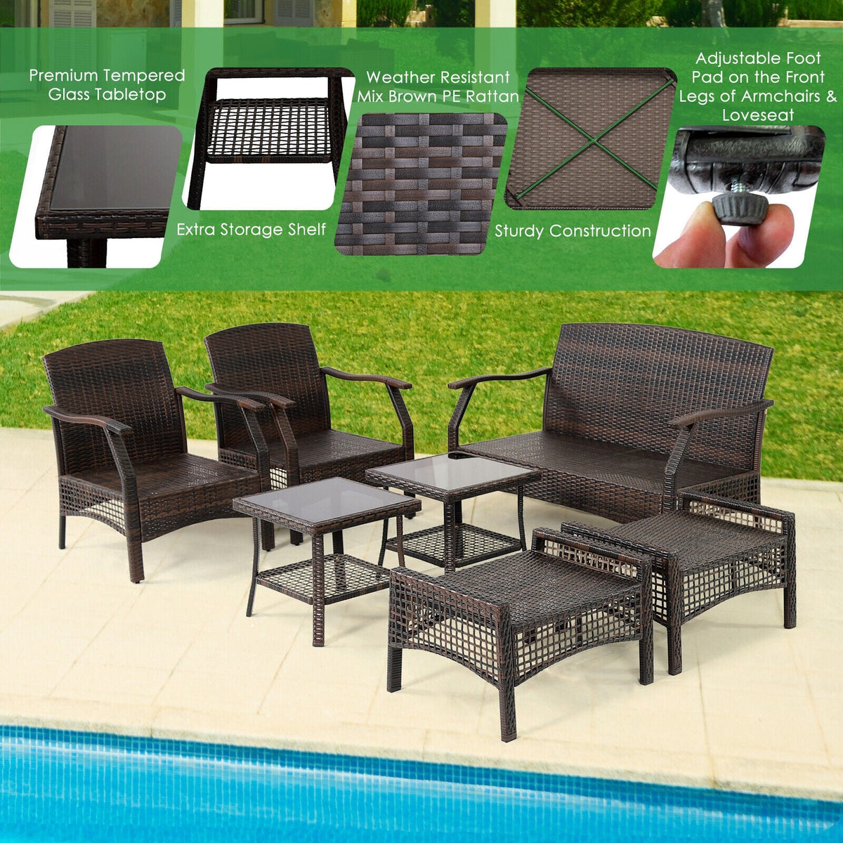 7-Piece Outdoor Patio Furniture Set with Cover