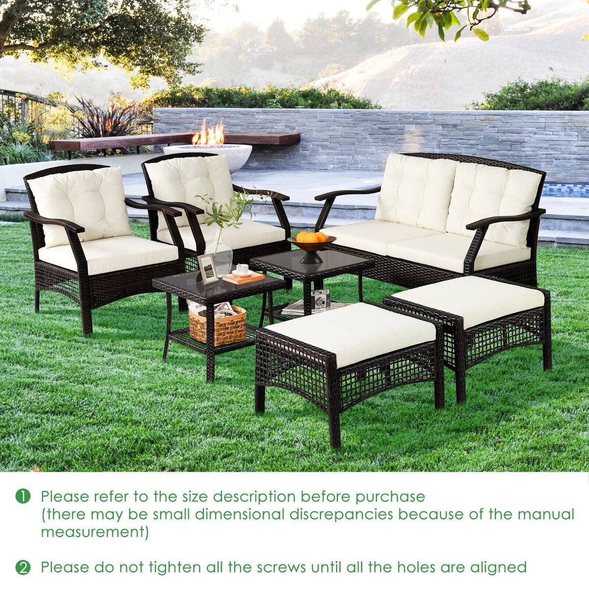 7-Piece Outdoor Patio Furniture Set with Cover