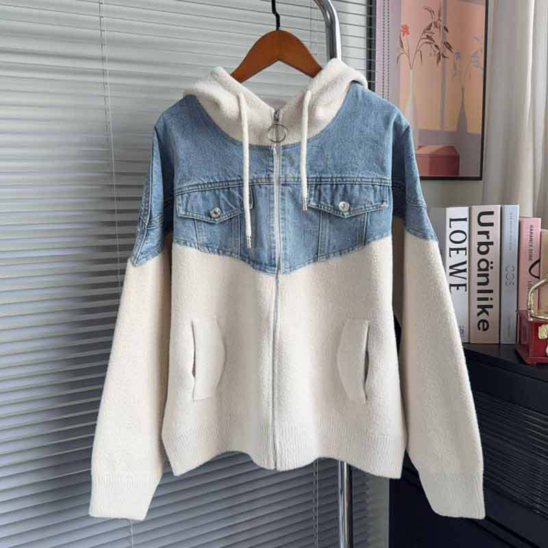 Women's Patchwork Hooded Sweater