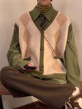 Men's Argyle Knit Button-Up Sweater Vest