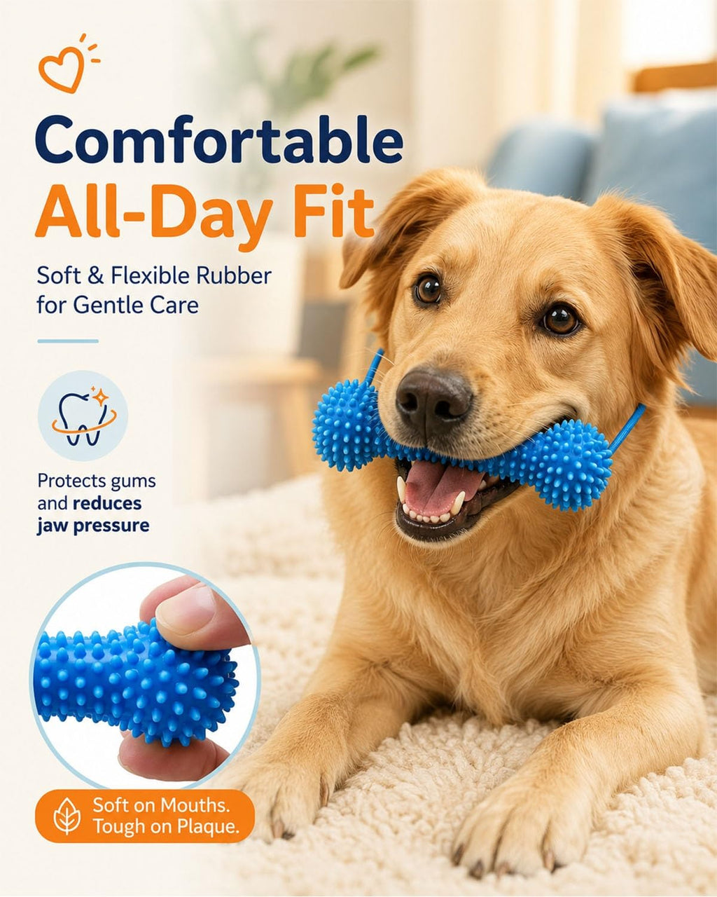 Dual-Action Canine Dental Prop, Bite And Brush Dental Toy For Dogs